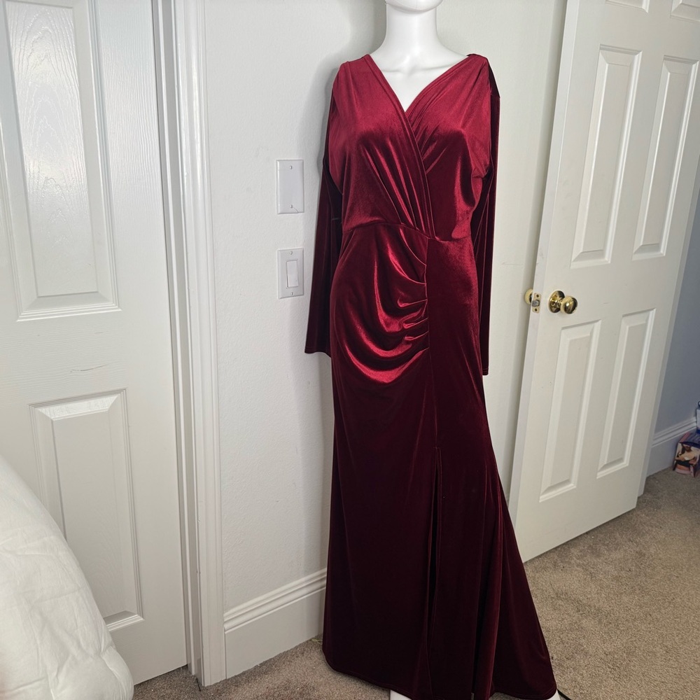 NWOT Elegant Rich Red Velvet Dress